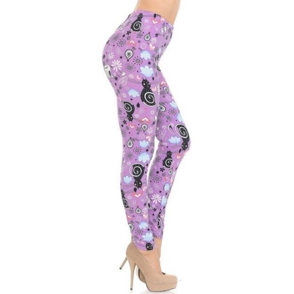 TCLC Purple Cat Animal Print Full length Leggings Size 12 NWT - Picture 1 of 7